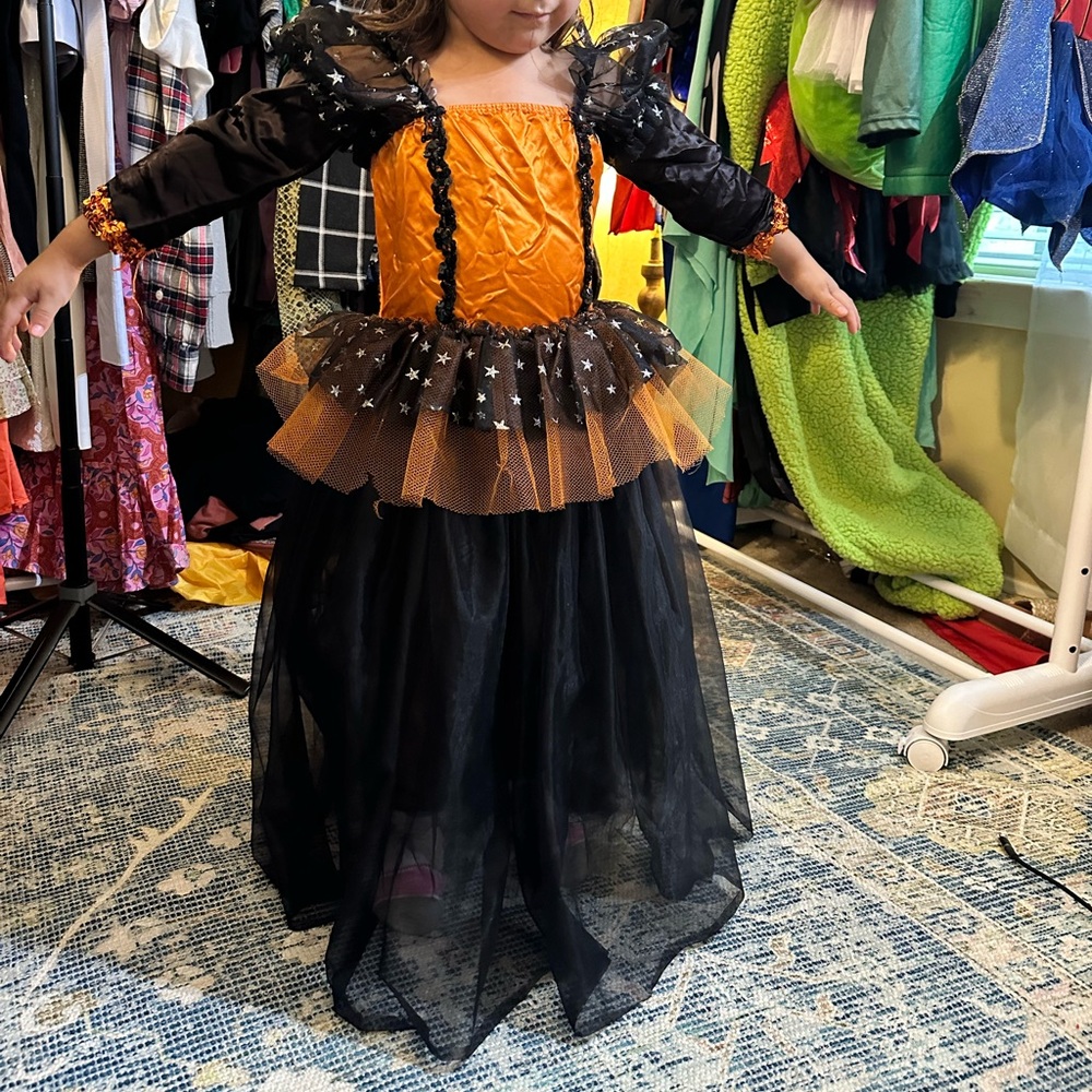 Kids Halloween Witch Costume - Black and Orange